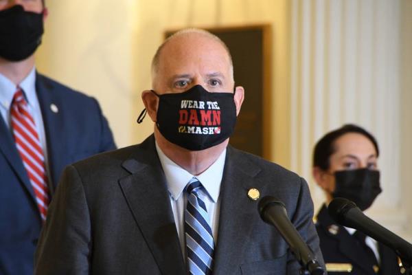 Then-Gov. Larry Hogan speaks to the media Nov. 23, 2000, a<em></em>bout how the coro<em></em>navirus pandemic was affecting Maryland.