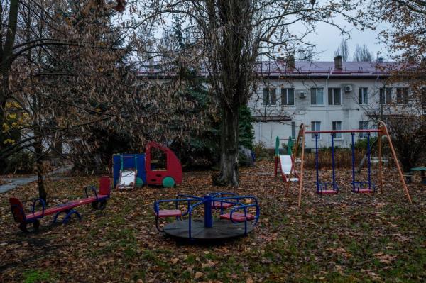 A view of the courtyard of Kherson regio<em></em>nal children's home in Kherson is shown in Ukraine on Nov. 25, 2022.
