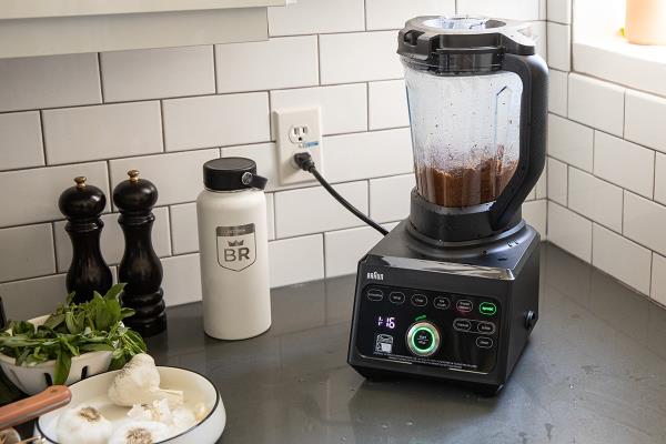 Braun blender on kitchen countertop