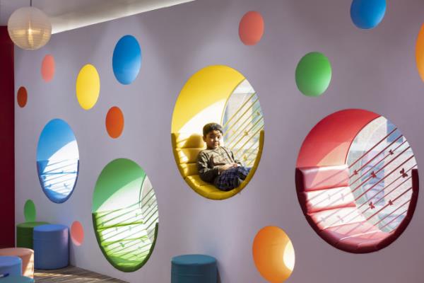 The space has many vibrant colours within the design, that helps keep children in high spirits throughout their stay. Photo: Junaid Hasan Pranto